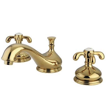 KINGSTON BRASS KS1162TX 8" Widespread Bathroom Faucet, Polished Brass KS1162TX